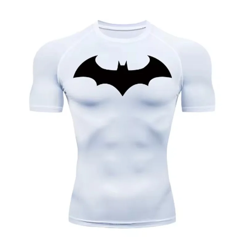 Fledermaus-Grafik-Kompressionshemden für Herren, kurzärmelig, Rashguard, Fitnessstudio, Workout, Laufen, T-Shirt, Sommer, sportlich, schnell trocknend, T-Shirts