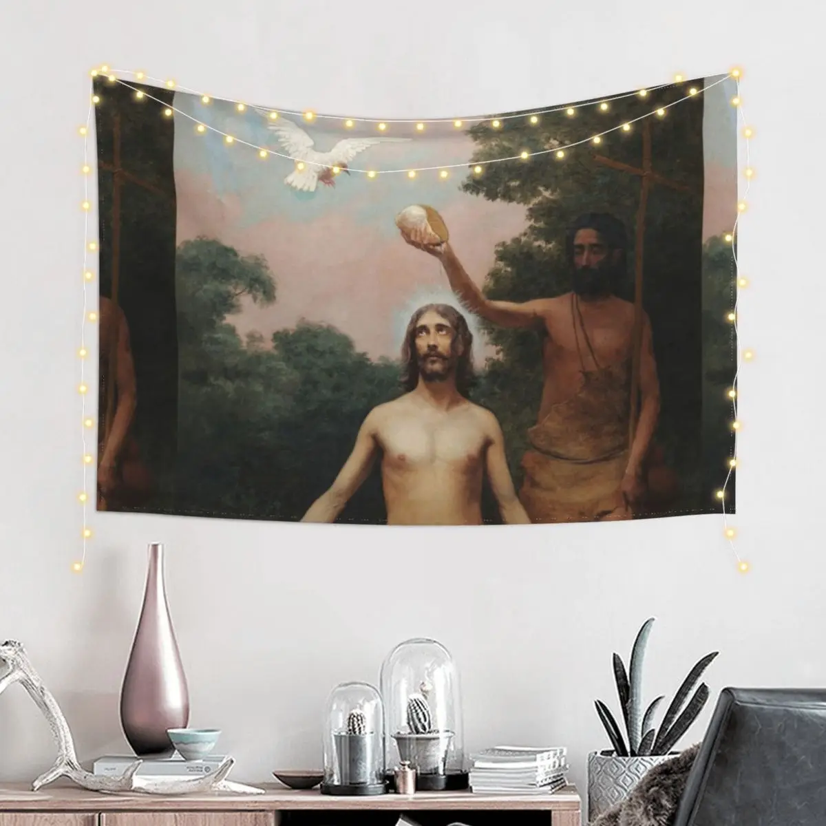 Jesus of Nazareth: The Baptism of Christ by Almeida Júnior Tapestry Room Aesthetic Decor Decor For Room Tapestry