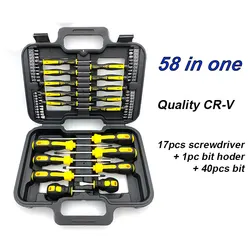 58 in one high quality crv screw driver set 58pcs with box magnetic bit hand tool