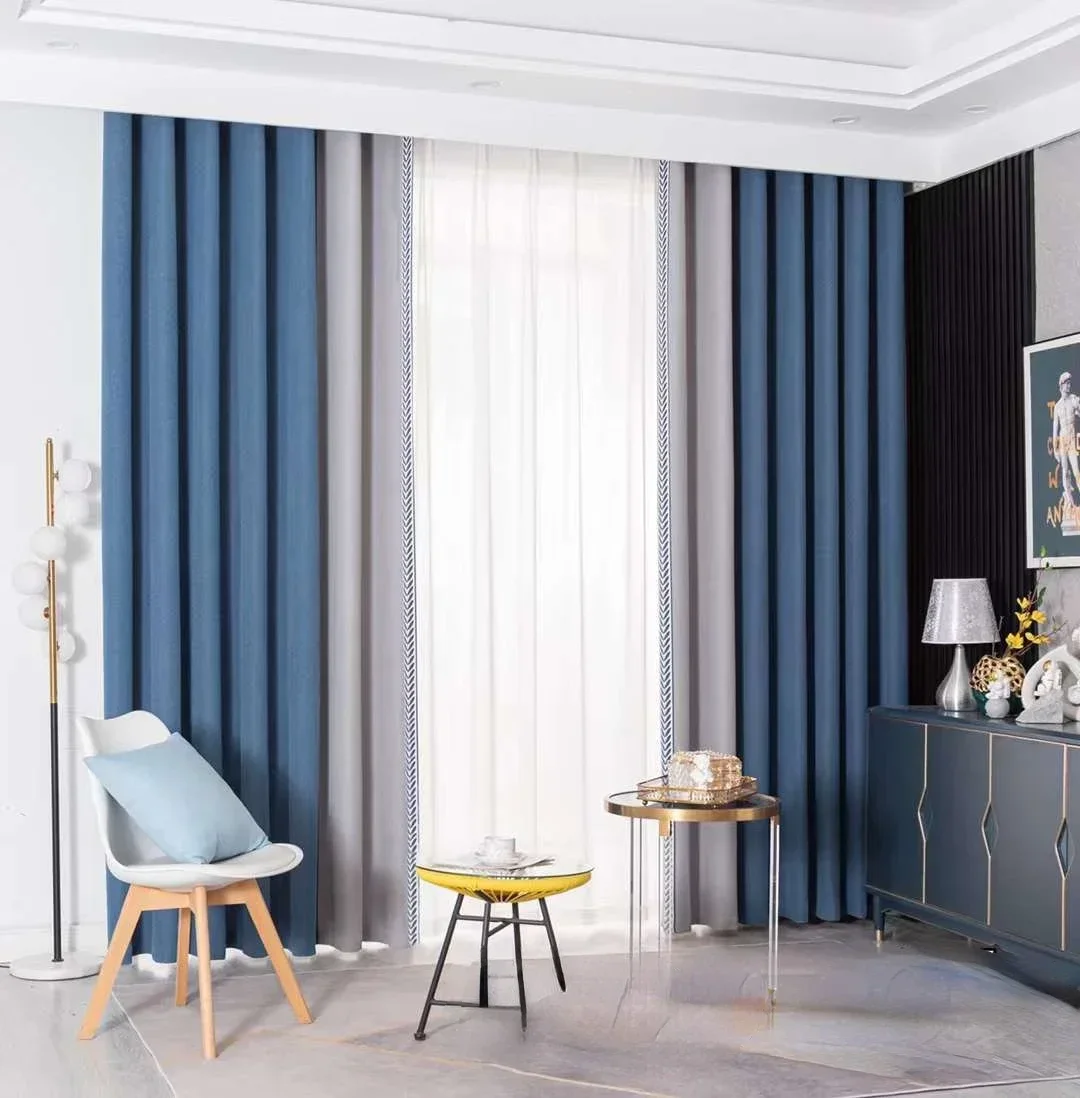 

New Baby Velvet Seamless Stitching Wheat Ears Standing Edge Living Room Bedroom Blackout Curtain Blue Pink Nordic Simple Rhj