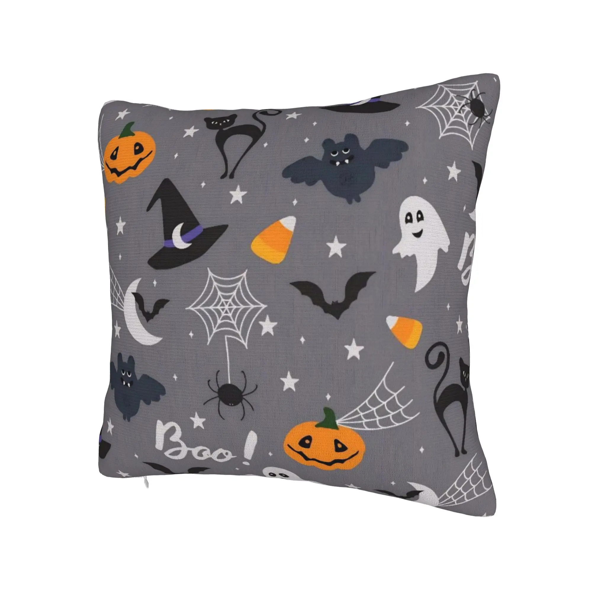 Halloween Ghost Pumpkin Spooky Trick Or Treat Witch Pillowcases Merch Soft Cushion Cover Gift  Pillow Case Cover Seat Multi-Size