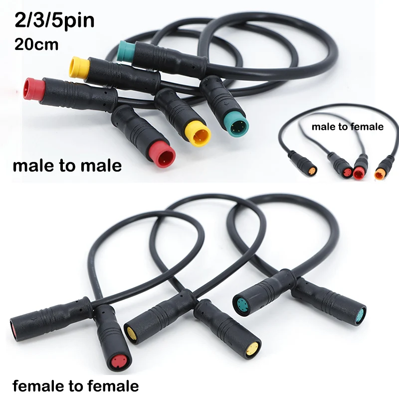 20/30cm m8 2 3 5 pinos e-bike sensor macho fêmea para macho fêmea ebike conector cabo bunda conjunta bicicleta elétrica fio à prova dwaterproof água