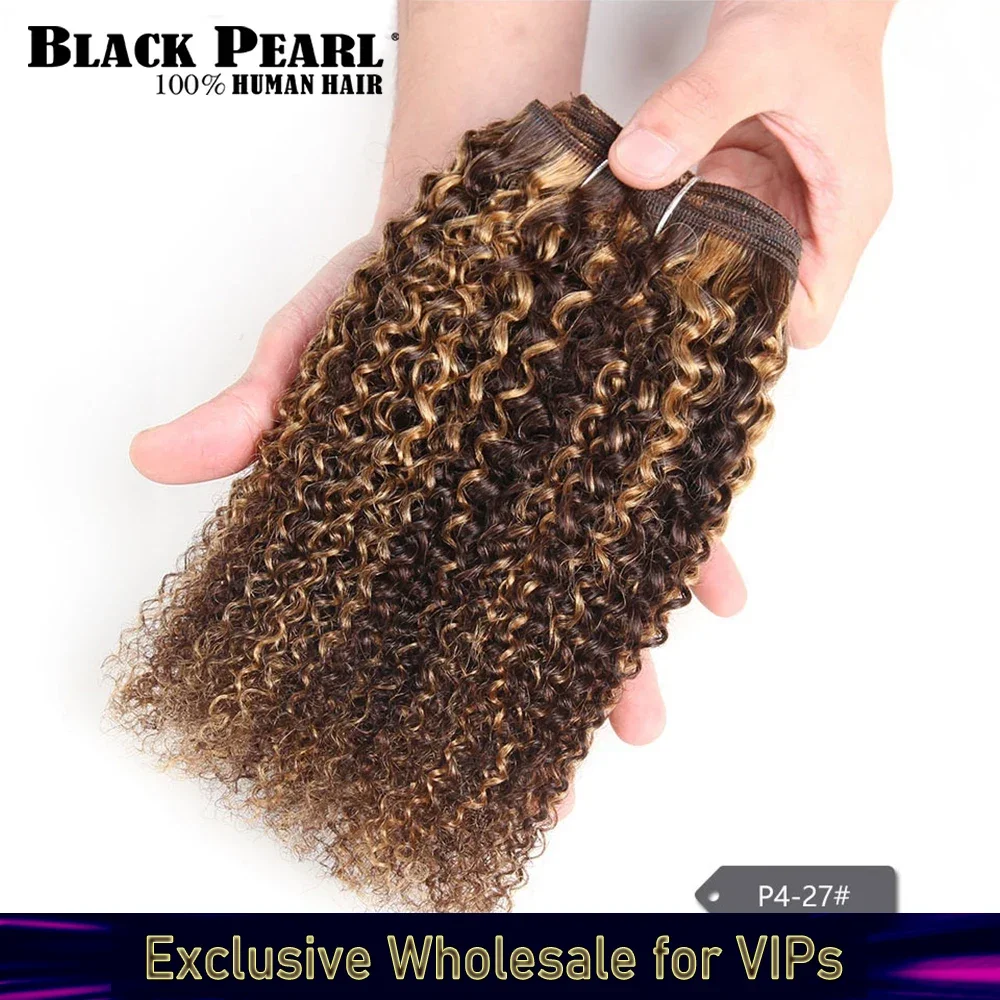 

Highlight Color Virgin Remy Human Hair Weave100g Brazilian Afro Kinky Wave Hair Weave Bundles Blonde Pre-Colored Hair Extensions
