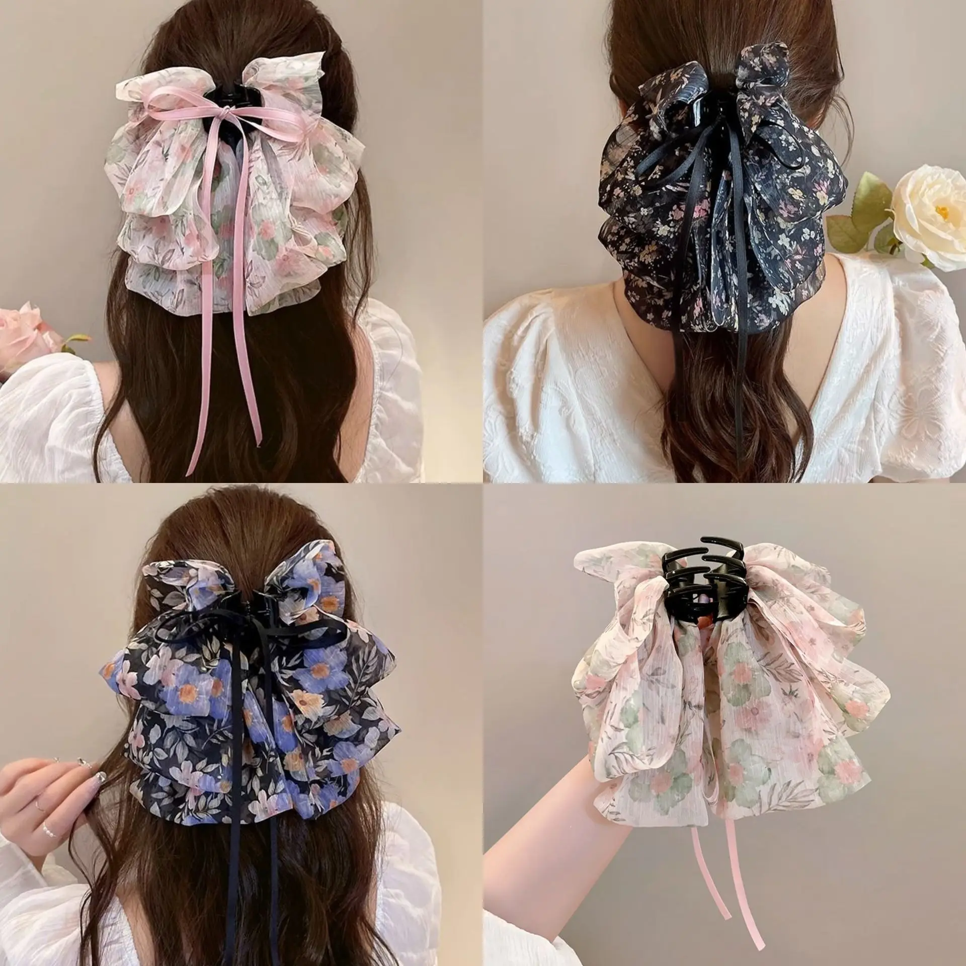 2025 1PC Lace Oversized Hair Scrunchies Large Size Hollow Out Elastic Hair Bands Ponytail Holder Elegant Tie For Girl Women