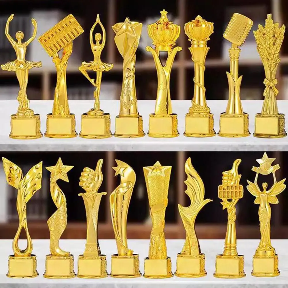 Medalla de trofeo de competición de pentagrama de corona, trofeo de pentagrama de varios tamaños de Color dorado, medallas de recuerdo de Color dorado