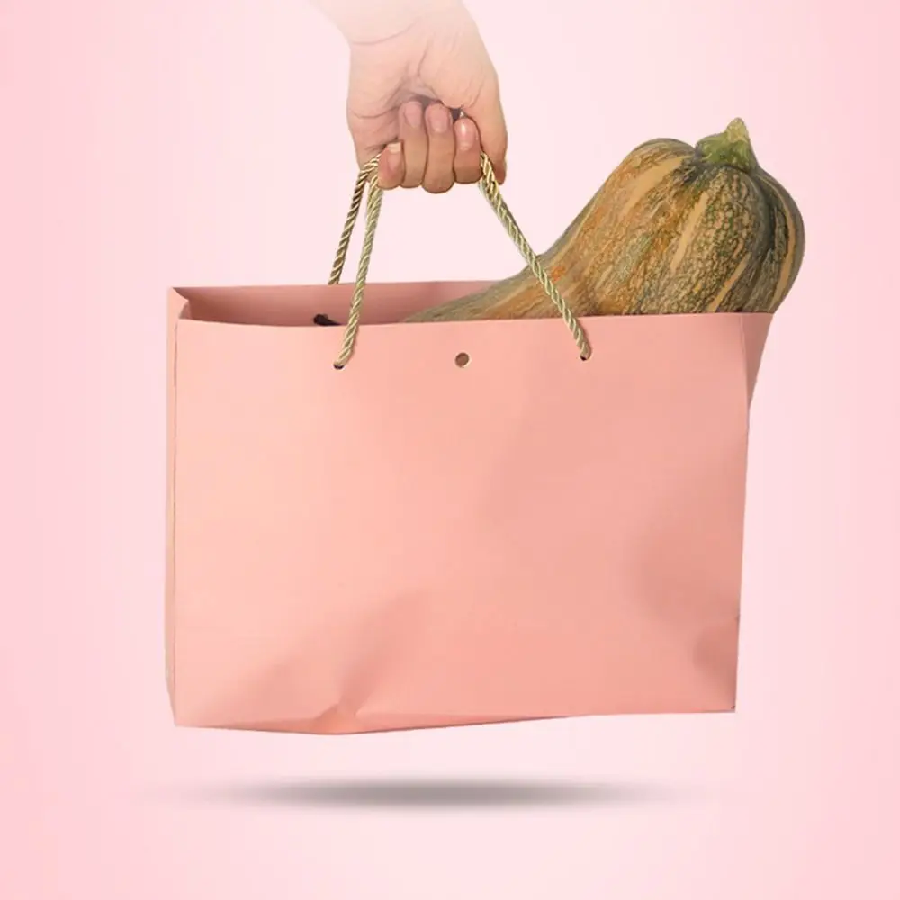 10Pcs Bow Ribbon Gift Paper Bag Portable Reusable Clothing Handle Bag Convenient Multi Color Wedding Gift Bag Book