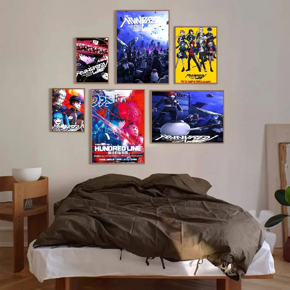 Popular Game The Hundred Line-Last Defense Academy Anime Posters Sticky Whitepaper Sticker DIY Room Bar Cafe Kawaii Room Decor
