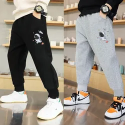 Kids Little Astronaut Print Pants Spring Autumn Thin Sweatpants for Boys 3-14 Years Teenage School Children Trousers