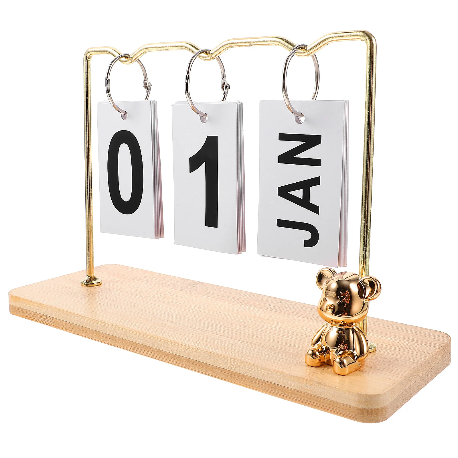 

Wooden Flip Desk Calendar Perpetual Manual Month Date Adjustable Table Calendar Creative Design for Office Home Desk Use