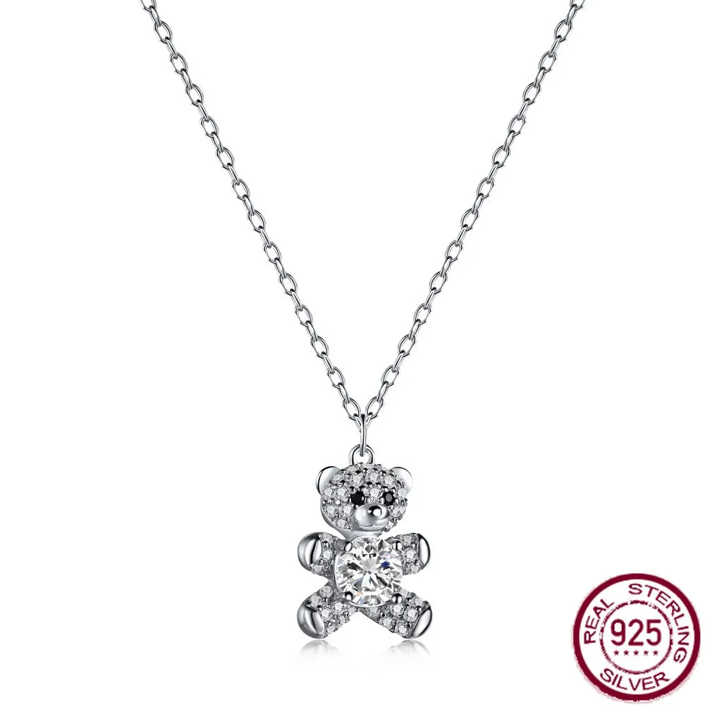 

S925 Women's Full Body Silver Necklace with Full Diamond Bears Women's Exquisite Fashion Neckchain Jewelry Wholesale