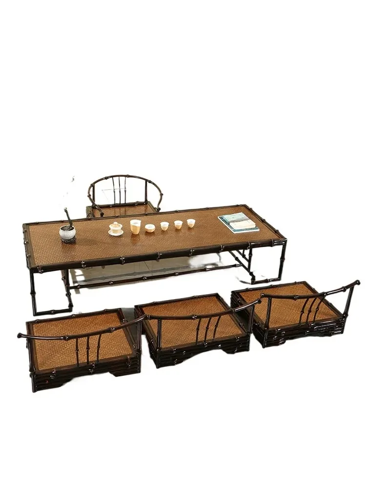

Chinese lacquered bamboo bamboo furniture coffee table tatami bamboo table and chair combination square table casual tea room