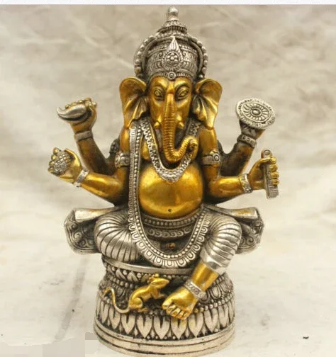 

Chinese Tibet Culture Silver Bronze Ganapati Ganesh Lord Ganesha Statue Buddha 17CM