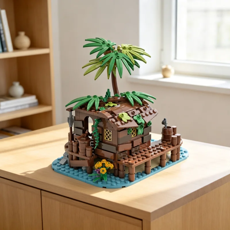 368pcs MOC Pirates Pirate Shed Barracuda Bay Extension Model Building Blocks Toy Construction Christmas Gift Assemble Idea DIY