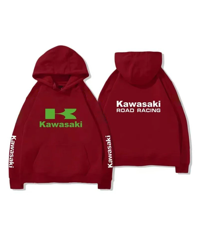 

Kawasaki Kawasaki motorcycle racing style hooded sweatshirt for cycling enthusiasts with long sleeves made of Chinese cotton