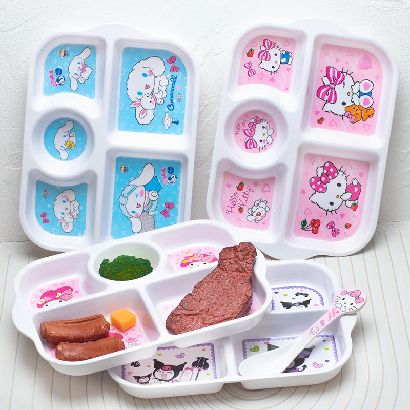 

Sanrio hello Kitty tableware Cartoon Dining Plates Rice Salad Bowl Anti Fall Tableware Bowls Heat-Resistant Tableware