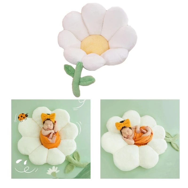 77HD Soft Stuffed Flower Baby Pillow Photo Props Newborn Crib Decoration Sleeping Toy