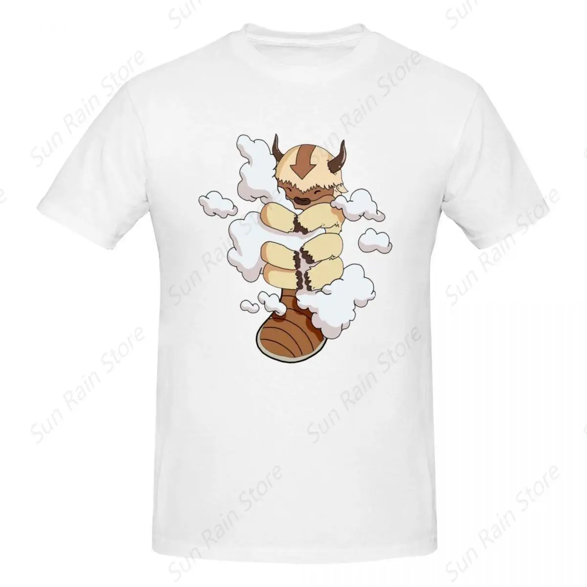 Appa Cuddling Clouds - Avatar The Last Airbender T-Shirt for Men Cotton Oversized T Shirts Men's Tees Short O-Neck Tops S-6XL