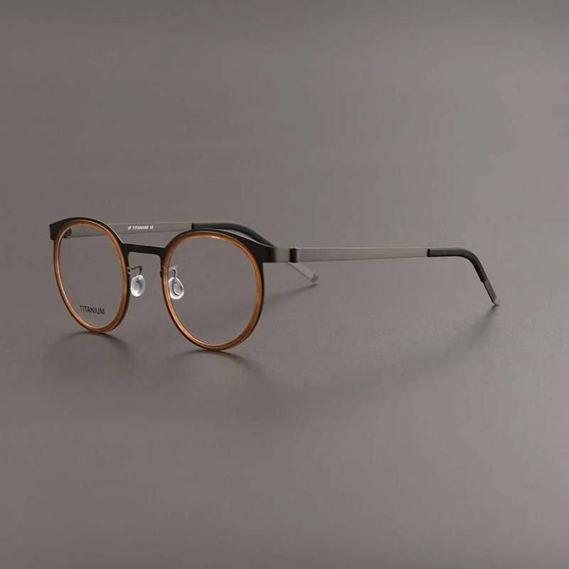

ZY9704 The latest retro big brand screwless pure titanium round frame optical glasses frame male computer glasses frame female