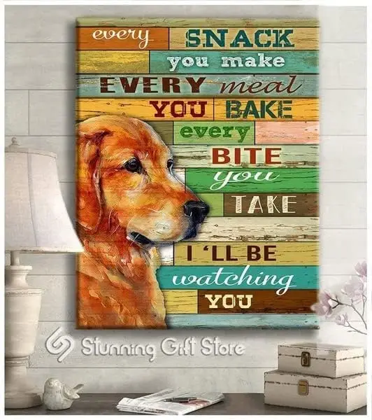 Golden Retriever I'll Be Watching You Wall Art Gift Idea for Dog Lover Wall Decor Metal Tin Sign Decoration Sign 8x12Inch