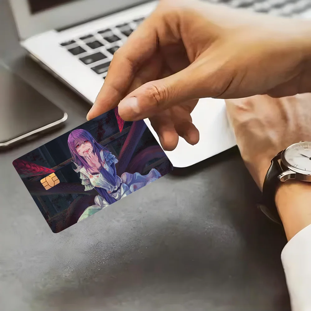 Tokyo Ghoul Kamishiro Rize Game Film Cover Sticker Case For Small Chip Credit Debit Card Front Side