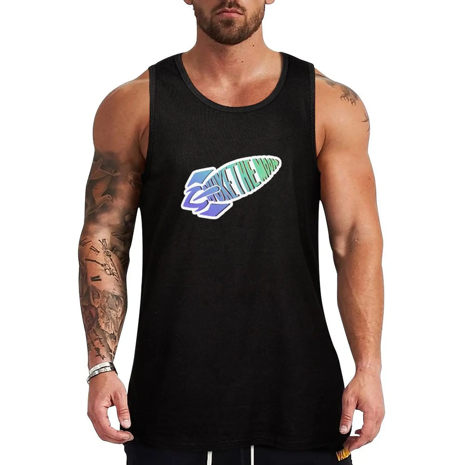 

Blue Rocket Nuke The Moon Tank Top summer clothes for men gym for men singlet for men bodybuilding t-shirt