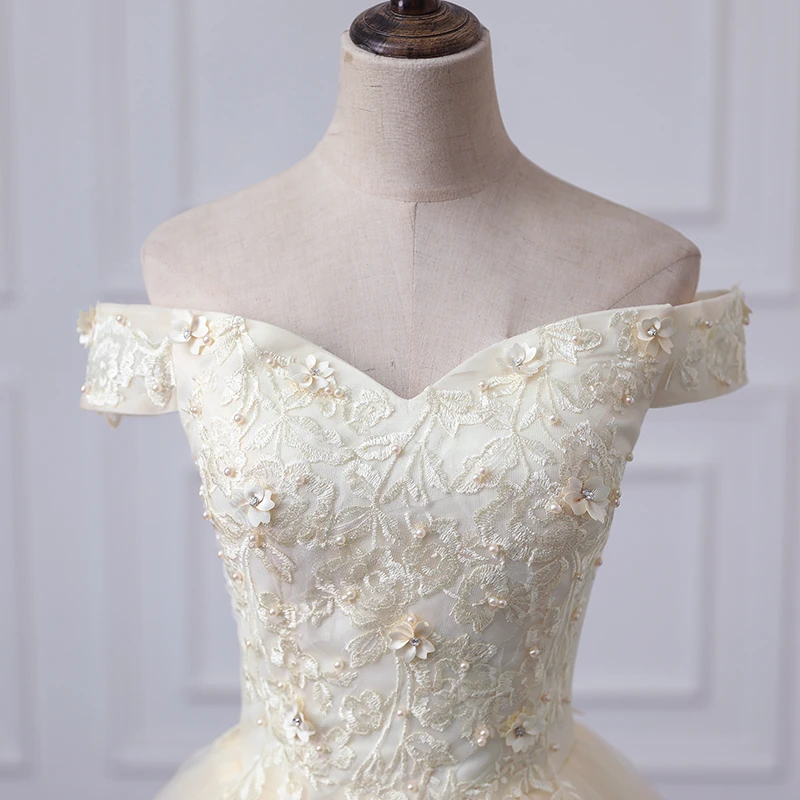 متوفر فستان حفلة شامبانيا مع قطار فساتين Quinceanera رخيصة قبالة الكتف فستان حفلات رسمي فستان رخيص حسب الطلب #2