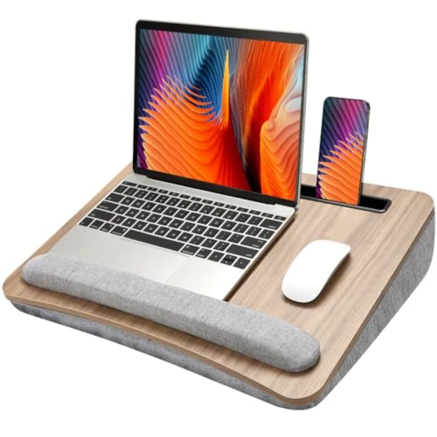 

Laptop Lap Desk - Portable Lap Desk with Pillow Cushion, Fits up to 17 inch Laptop, with Anti-Slip Strip and Storage Function f