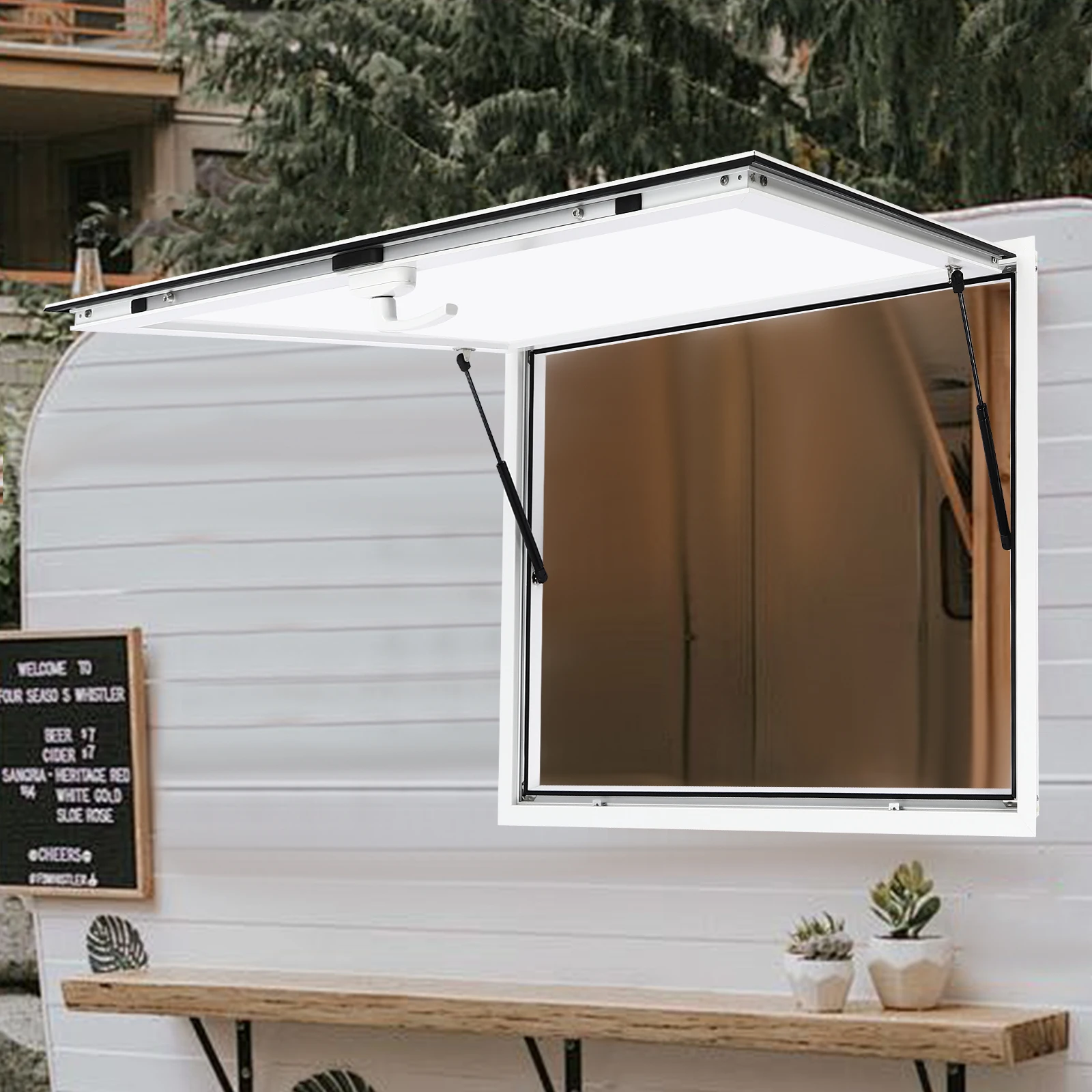 

Грузовик из алюминиевого сплава для грузовика с едой, концессионная стойка, сервировочная оконная дверь, концессионная тентовая дверь 36*24*3,15 дюйма