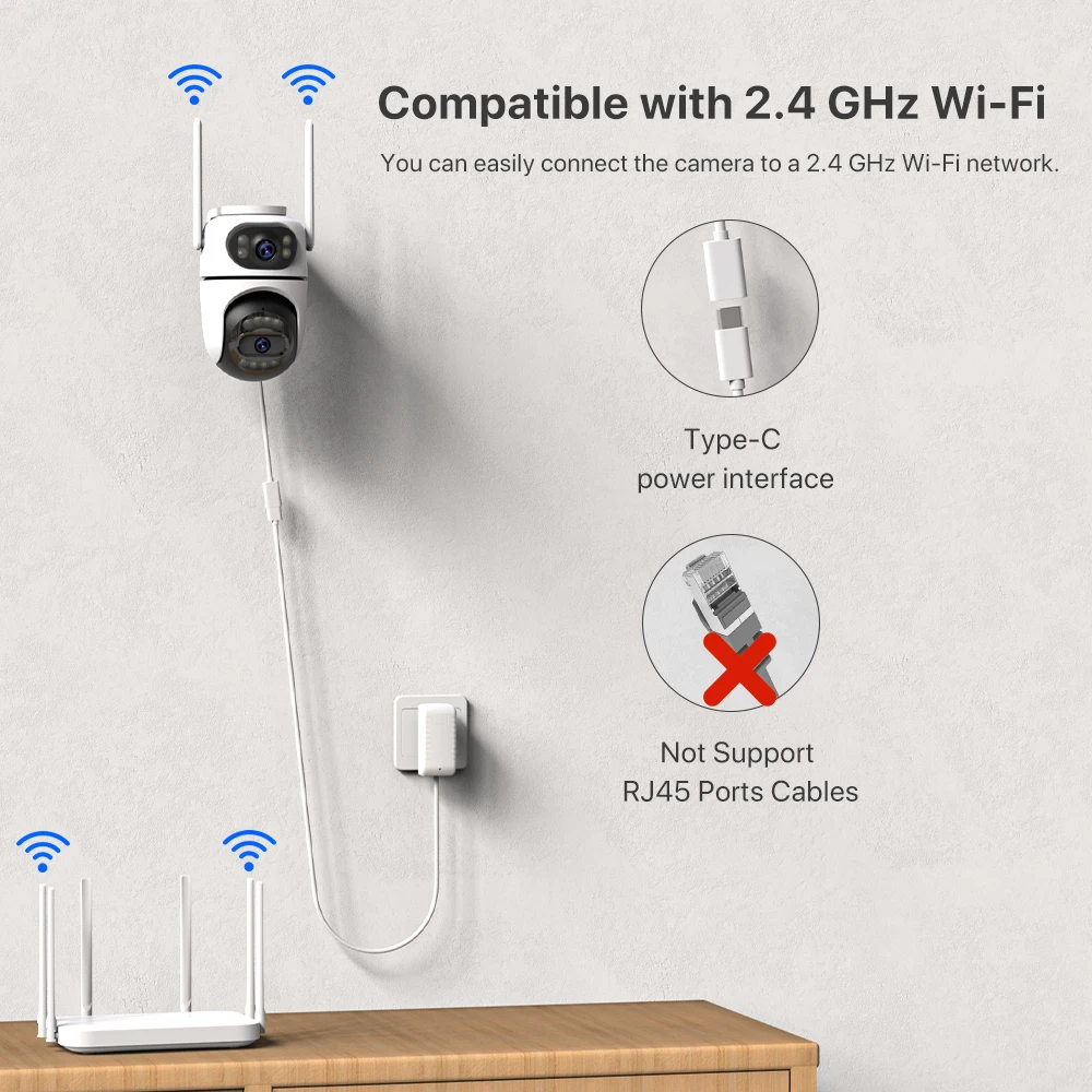 2 قطعة 4 قطعة كمية جناح واي فاي كاميرا 4K 8MP HD حماية الأمن PTZ IP كاميرا عدسة مزدوجة AI تتبع مراقبة الفيديو iCsee #3