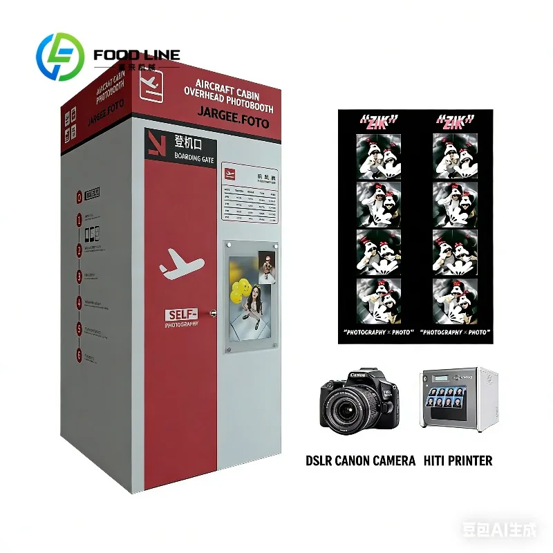 Customized 2400W HD DSLR Coin Operated  Airport Boarding Photo Booth WithTouch Screen LED Photo Booth Kiosk