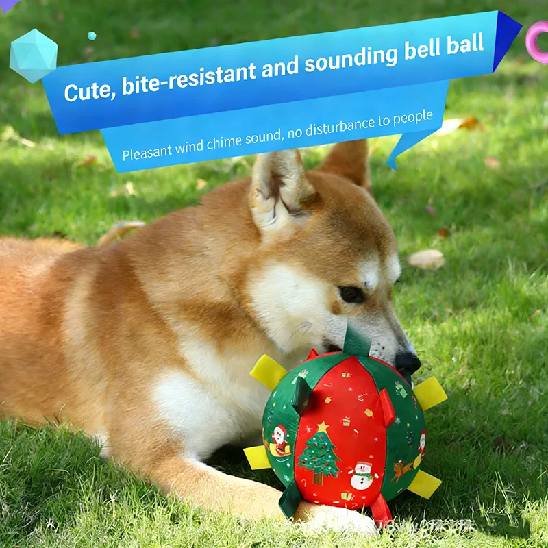 Pet Bell Sound Toy Ball Dog Outdoor Interactive Training Play Football Anti‑Bite Chew Balls Christmas Pet Dog Entertainment Toys