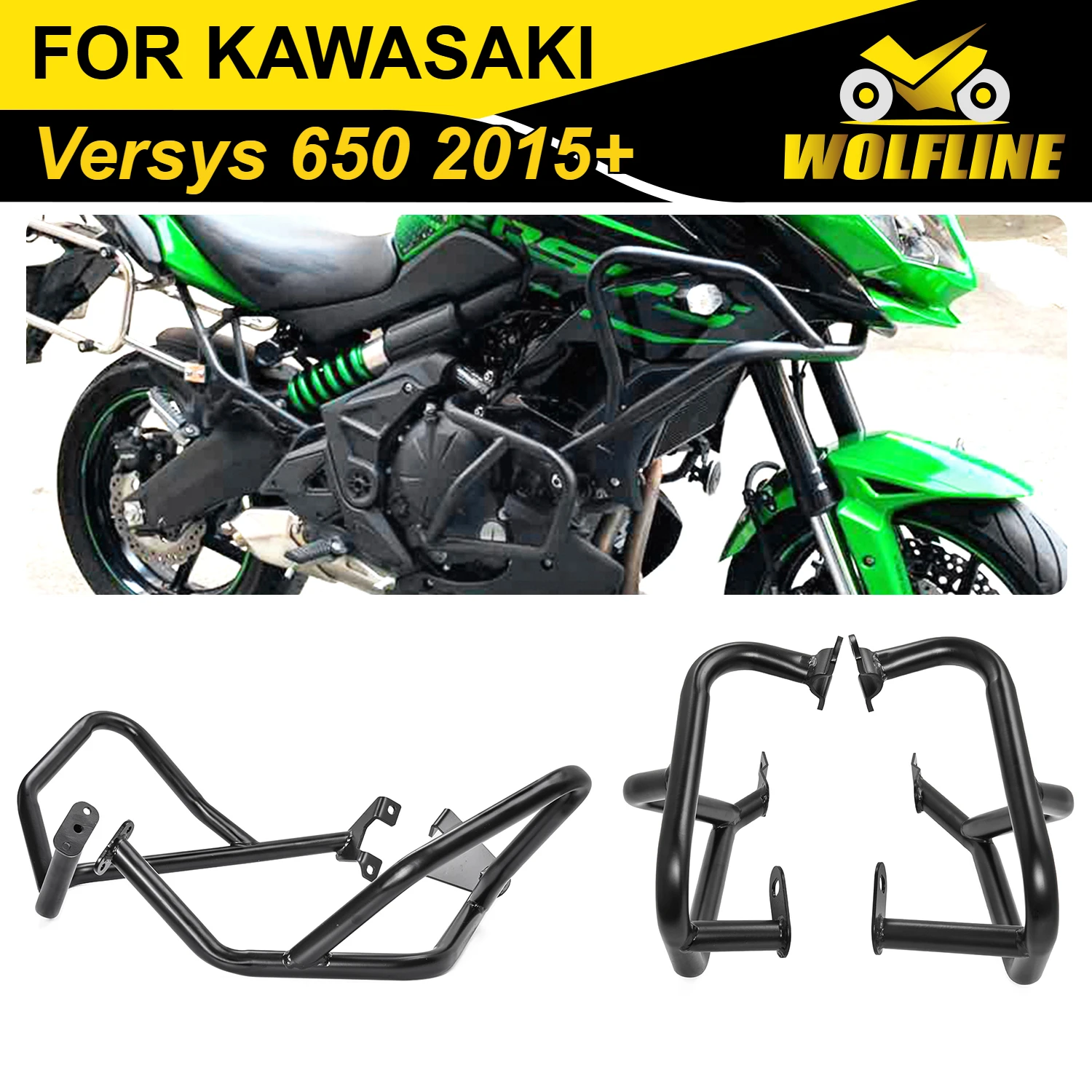 

Wolf Line for Kawasaki Versys 650 Engine Guard Highway Crash Bar Motorcycle Frame Protection Upper Lower Bumper KLE650