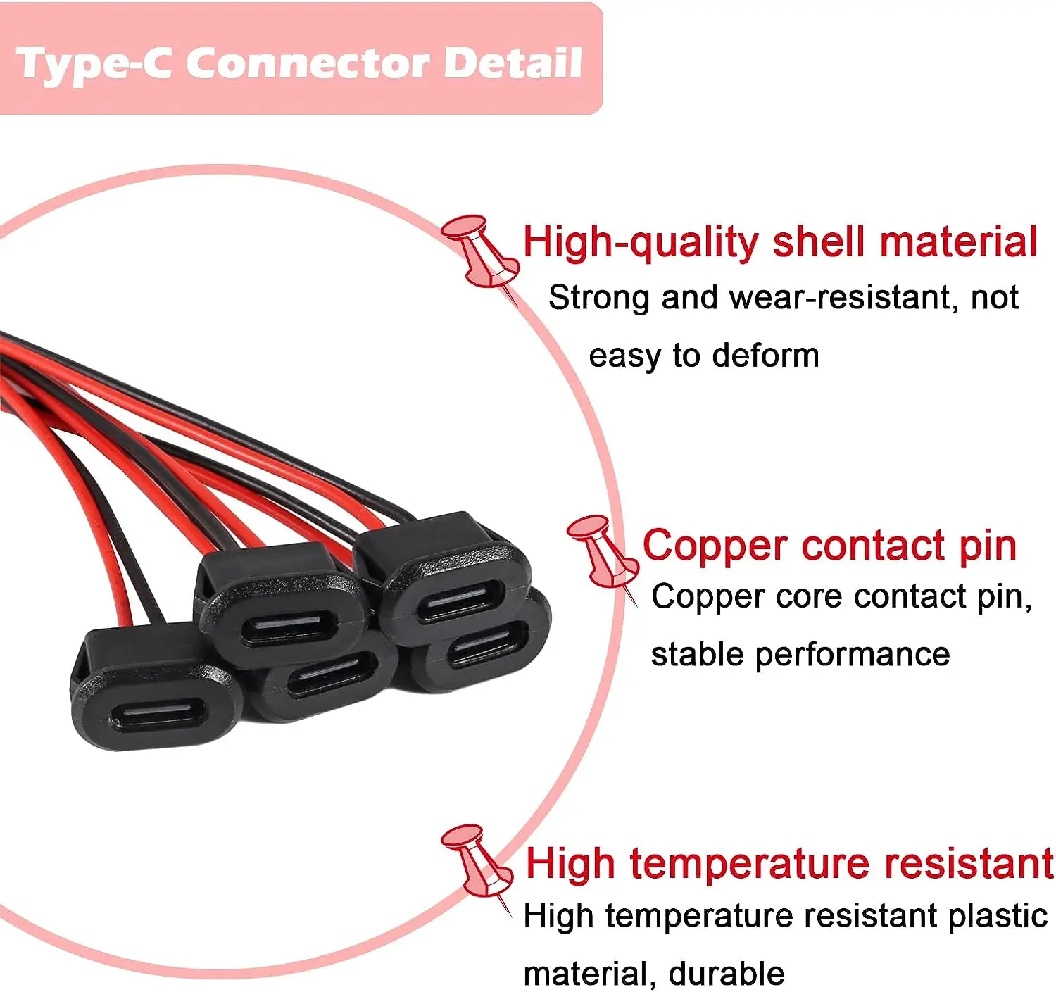 10PCS Type-C Female 2Pin USB Connector Type-C Waterproof with Female Socket Fast Charging Jack Charging Port USB-C Charger Plug