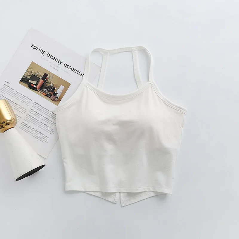 Beautiful Back Vest For Women Summer Breast Pads Sleepwear Top Suspender One Piece Pajamas Cotton Modal Sleep Bottom Underwear