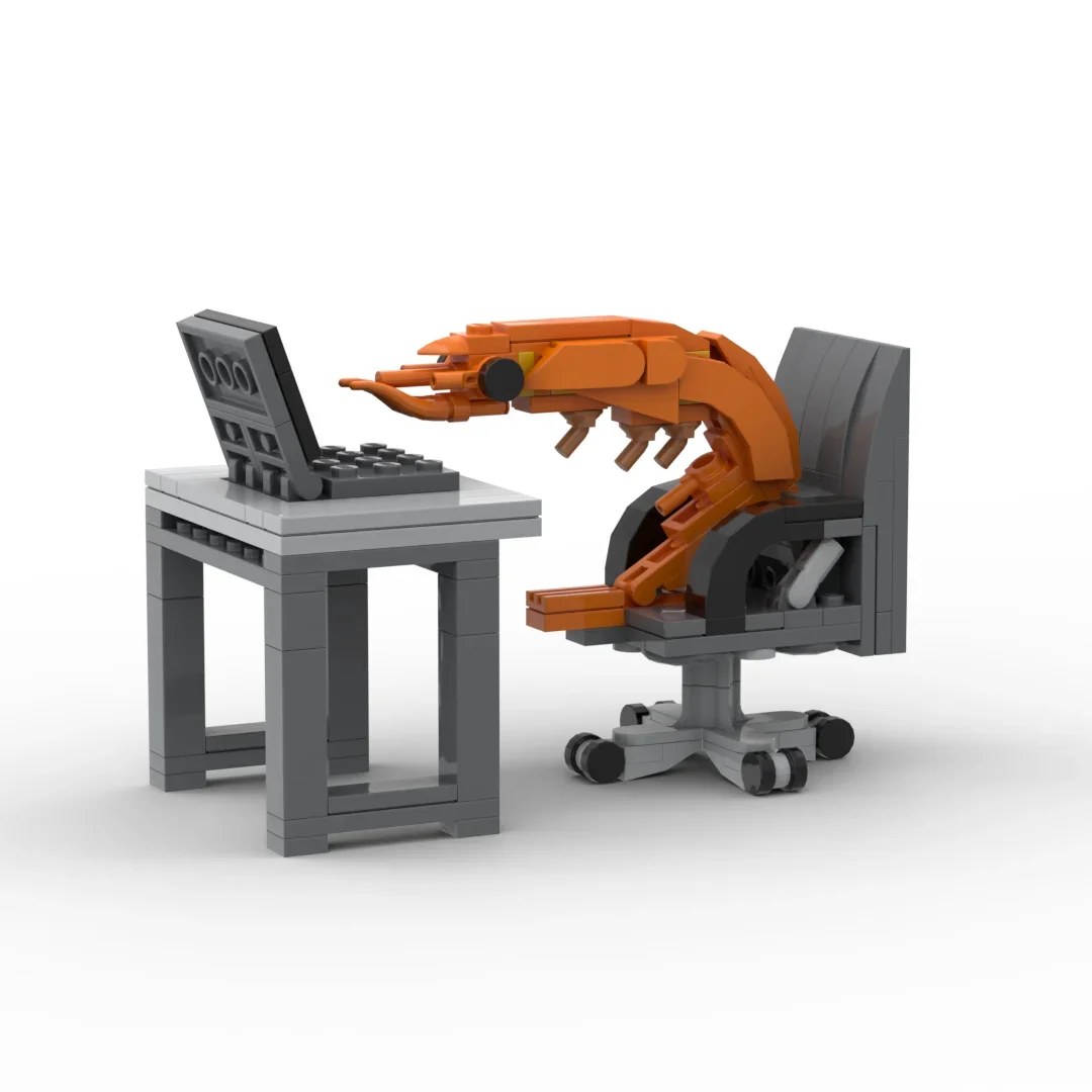 ตัวต่อบล็อก MOC รูปทรงกุ้ง งานหนัก สำนักงาน ของเล่นประกอบแบบจำลอง ชุดของเล่นตลก ของขวัญสำหรับเด็กชายและเด็กหญิง เด็กและผู้ใหญ่