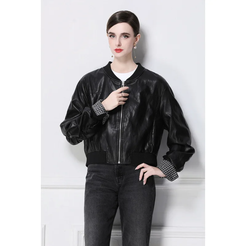 Retro Kurtka ze Sztucznej Skóry PU, Odzież Wierzchnia w Stylu Streetwear, Krój Stand Fit, Damska, Neutralna, Długa, Modna Odzież Wierzchnia