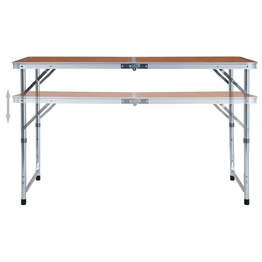 Klappbarer Campingtisch Aluminium 120x60 cm Tragbar Höhenverstellbar Leichtgewichtig für Camping BBQ Balkon