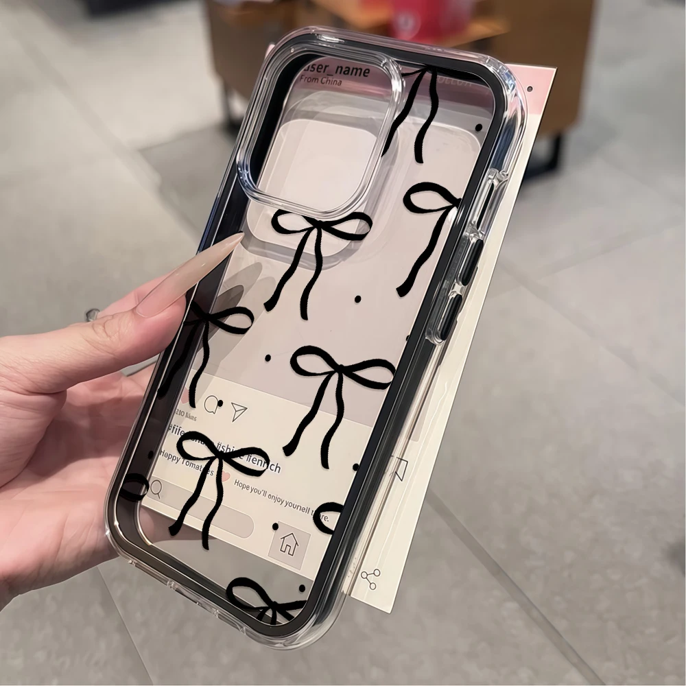 Coquette Schwarze Schleife Handyhülle für Galaxy A57 A37 A55 A54 A36 A35 5G S25 S24 S23 S22 Plus S26 S25 S24 S23 Ultra FE Weiche Hülle – Detail 3