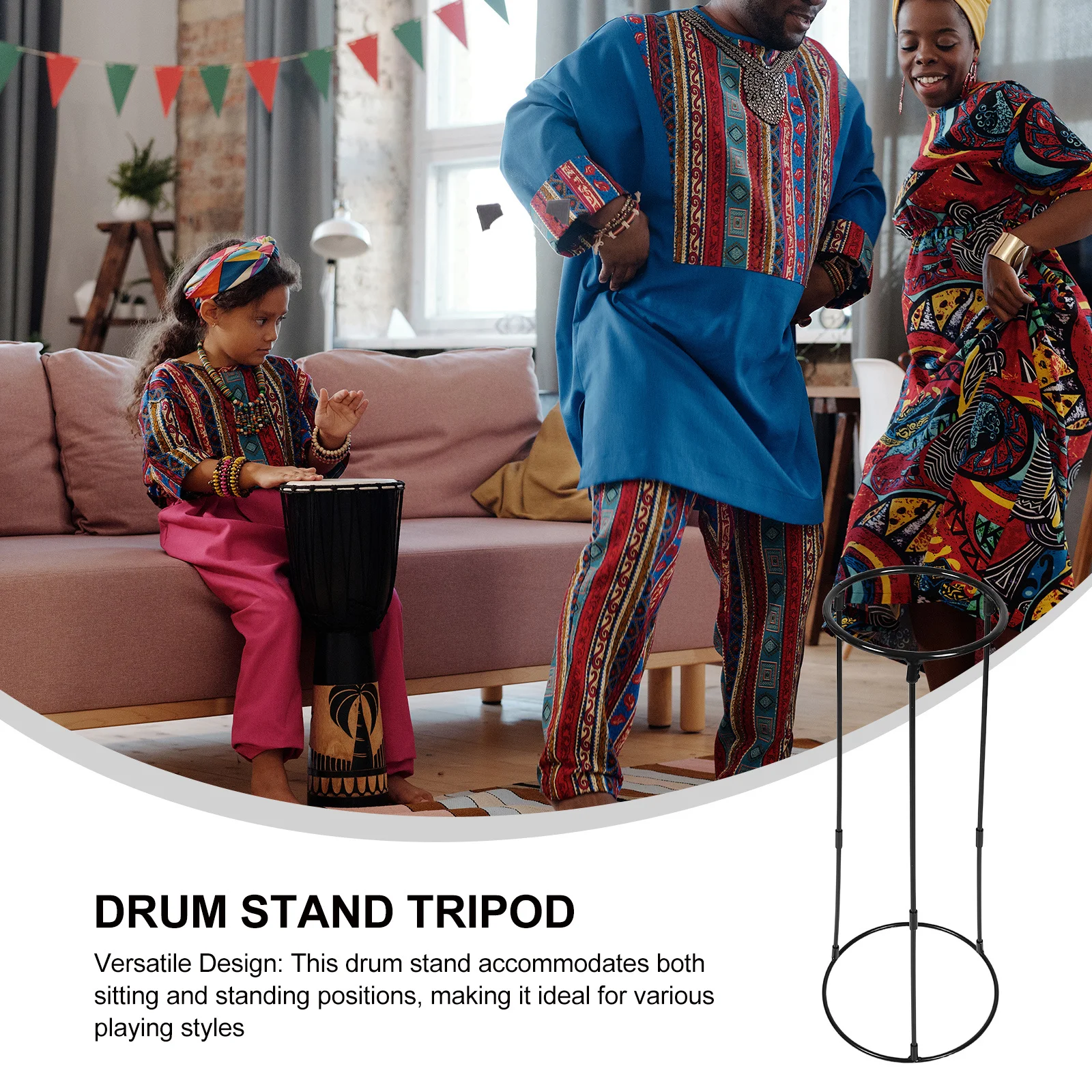 African Drum Stand Adjustable Metal Tripod For Sitting Or Standing Ergonomic Heavy Duty Carbon Steel Frame Percussion #2