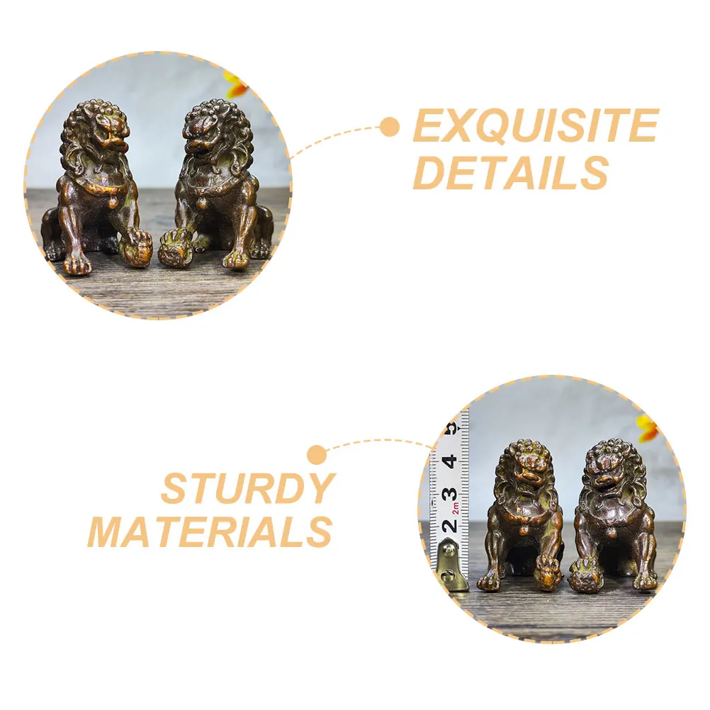 

2pcs Palace Door Lion Figurine Golden Alloy Retro Desktop Ornament Home Office Decor Gift Miniature Statue Creative Lion