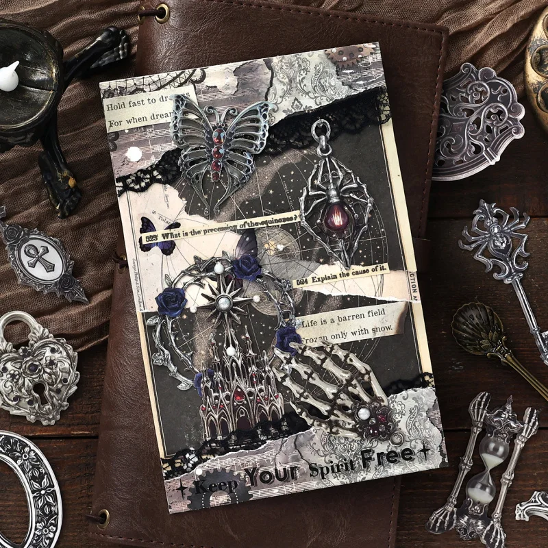 15 Sheets Dark Gothic Hard Cardstock Vintage Pattern for DIY Handmade Album Scrapbooking Decorative Paper Supplies view 3