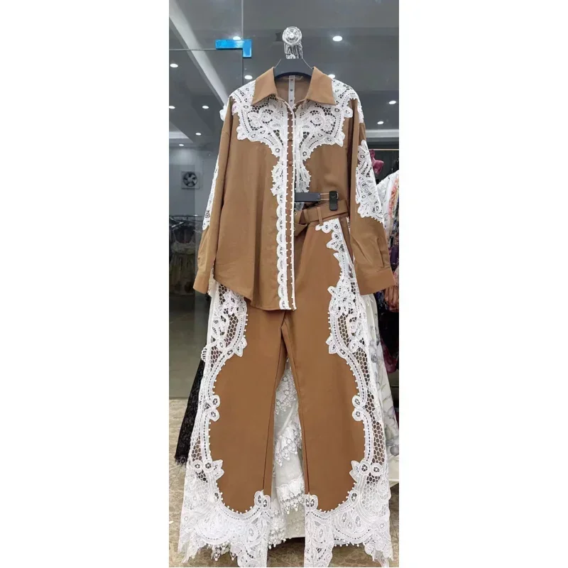 

Women's Suit Floral Linen Elegant Long Suits Casual Vacation Beach Party Suits Woman Clothing Fashion Summer Suits 2024