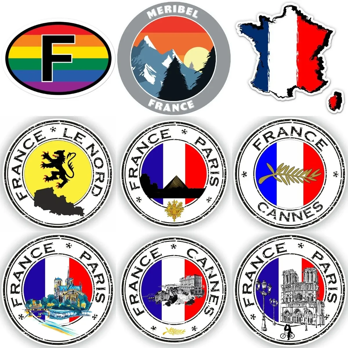 

France F Flag Map Creative Badge Stickers for Decorate Laptop Motorcycle Car Truck Off-road Table Wall Helmet Decal Accessories