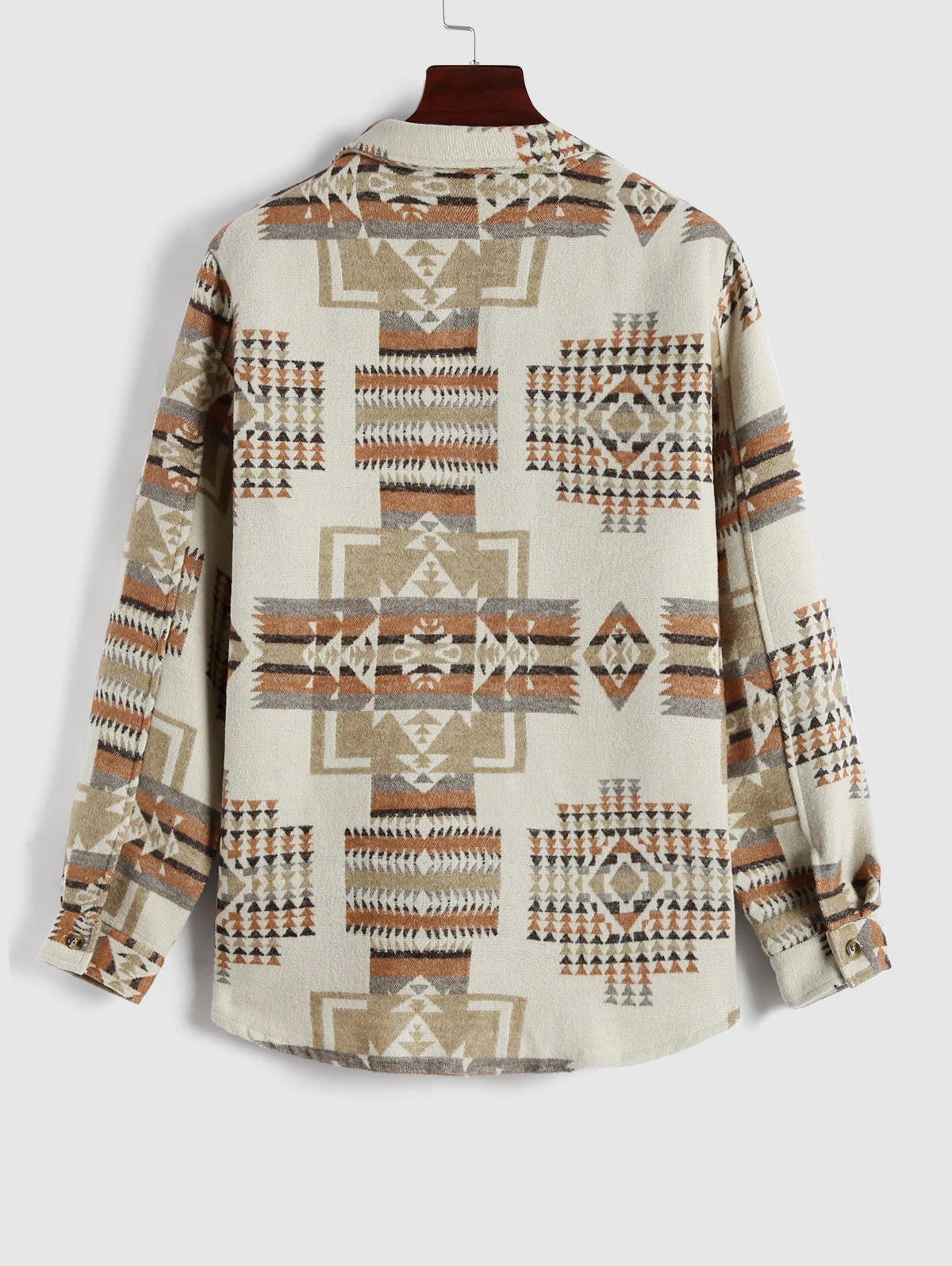 ZAFUL Geometric Tribal Ethnic Aztec Printed Shacket