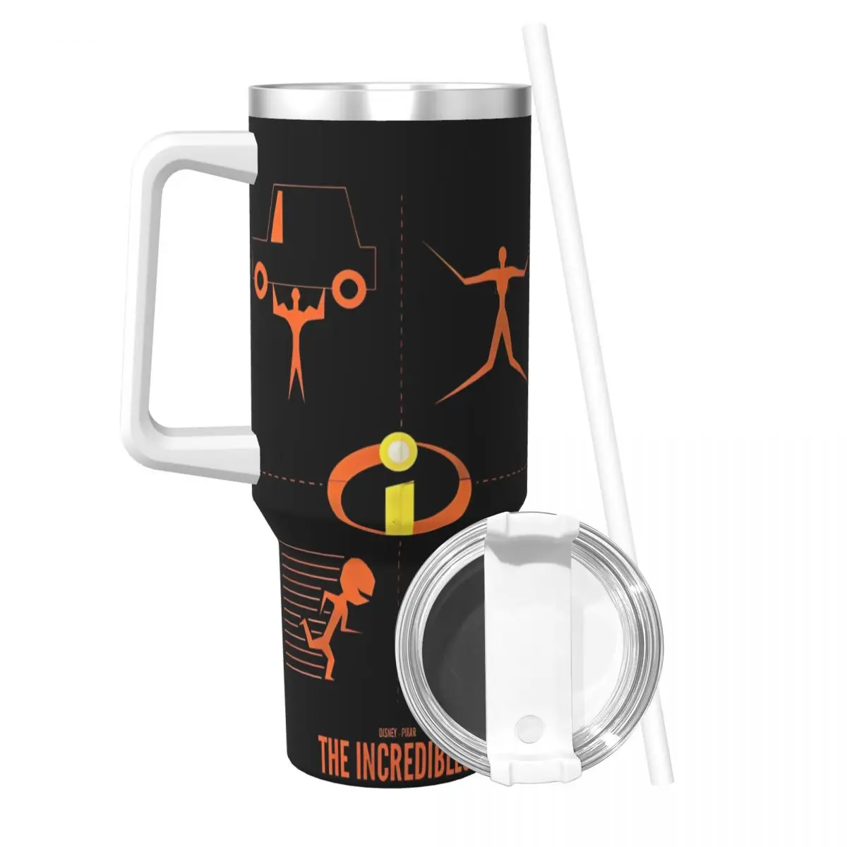 The Incredibles Stainless Steel Tumbler Driving Thermal Mug With Straws and Lid Large Capacity Car Mugs Hot Drinks Water Bottle