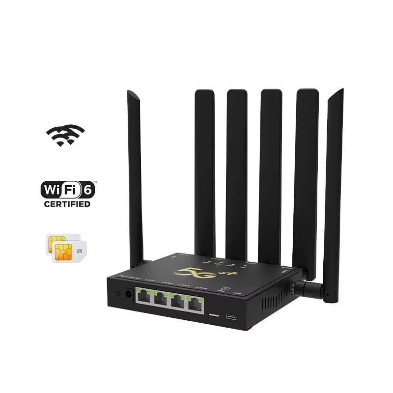 

5G CPE Unlocked Sim Card Slots Modem Outdoor Routers 6 External Antenna 4 Port Industrial Grade Hotspot Wireless Router