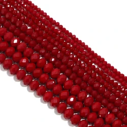1 Strand 3 4 6 8mm New Cut Red Porcelain Abacus Beads Crystal Flat Loose Beads For Jewelry Making DIY Necklace Bracelet Handmade