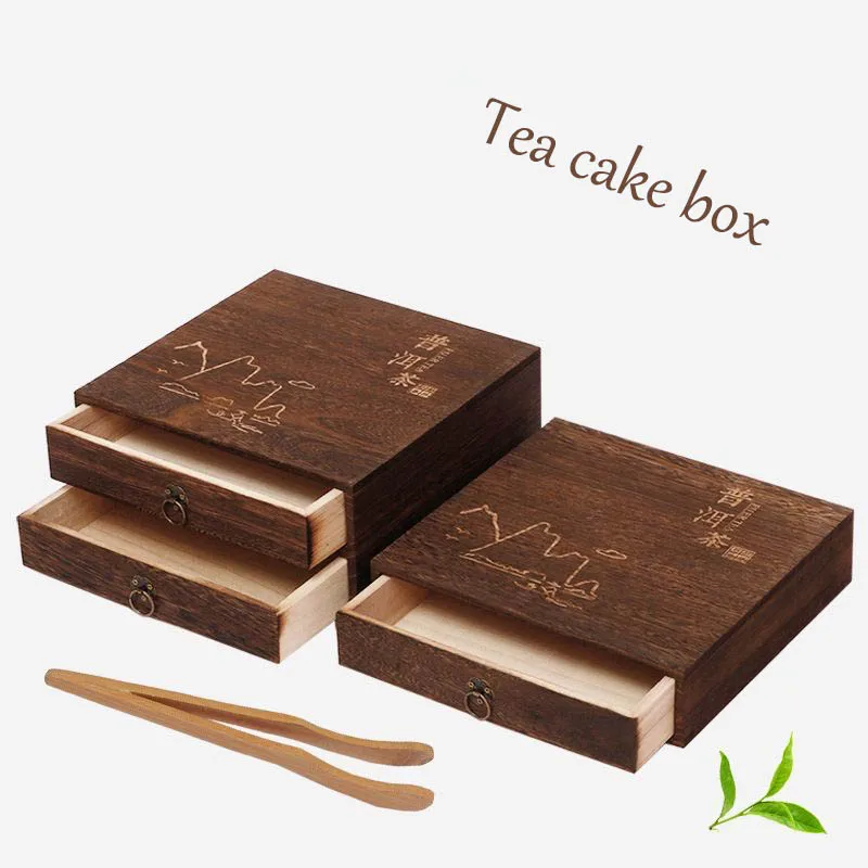 YMEEI Single Soild Wood Tea Boxes Chinese Bamboo Pu\'er Tea Cake Box Household Tea Storage Container Gifts Custom