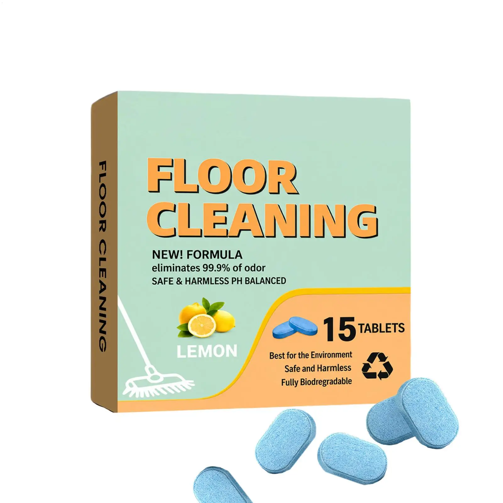 Floor Cleaner Floor Cleaning Tablet 15 Pieces Floor Dirt Removal Detergent Soft Safe For Wood Tile Composite Marble Laminate