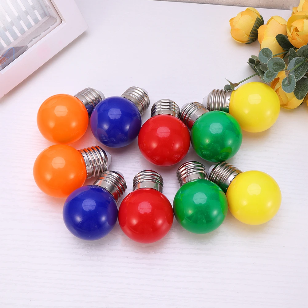 

10 Pcs LED Color Bulbs Bright Festive Party Atmosphere Easy Install Remove Outdoor Waterproof E27 Light Bulb Colored Decor